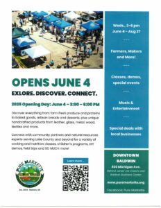 Pure Markette farmers market event flyer.
