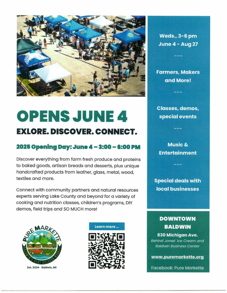 Pure Markette farmers market event flyer.