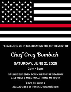 Retirement party invitation for fire chief, June 21, 2025.